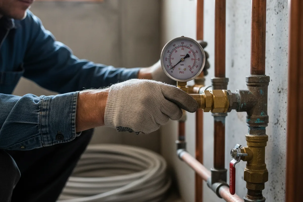Pressure testing a repaired line during Water Line Repair in Gap